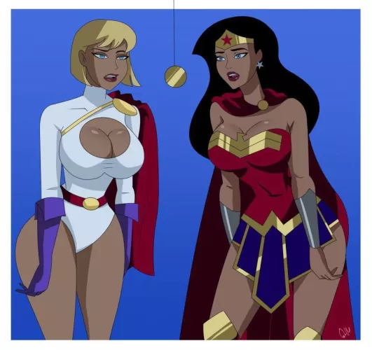 Power Girl and Wonder Woman (ghostlessm) [DC] by Thunderouswings