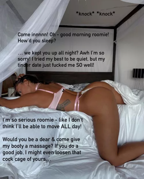 … we kept you up all night? Awh I’m so sorry! I tried my best to be quiet, but my tinder date just fucked me SO well! by captionpatreon