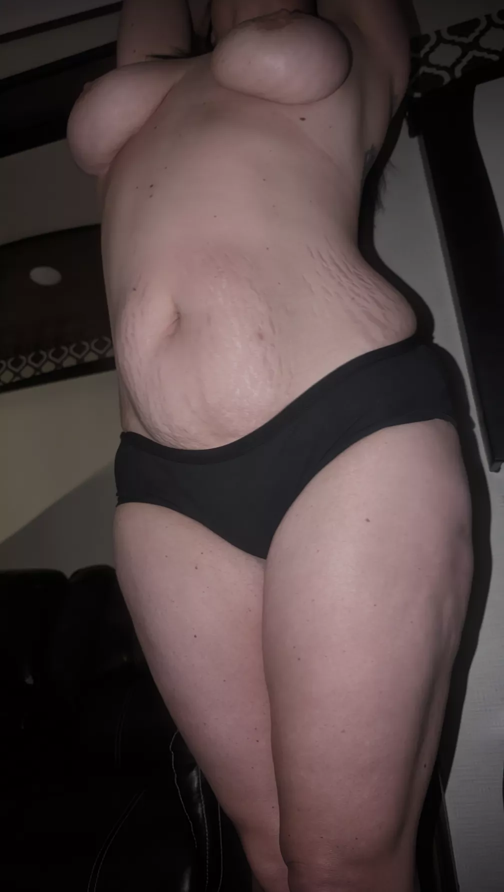 I hope you don't mind a few tiger stripes and hail dents on my mommy body, my husbands friends don't  posted by hotwifesidneylong