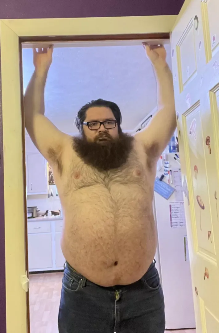 Just a little doorway stretch(31) by BigBeardandBelly