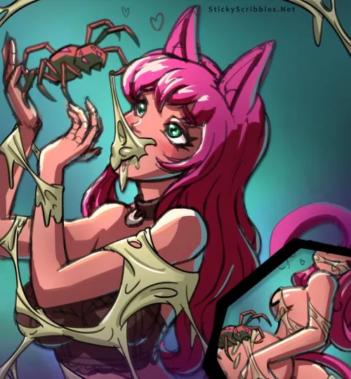 Neko Cream Spider ( StickyScribbles) by 24Emma