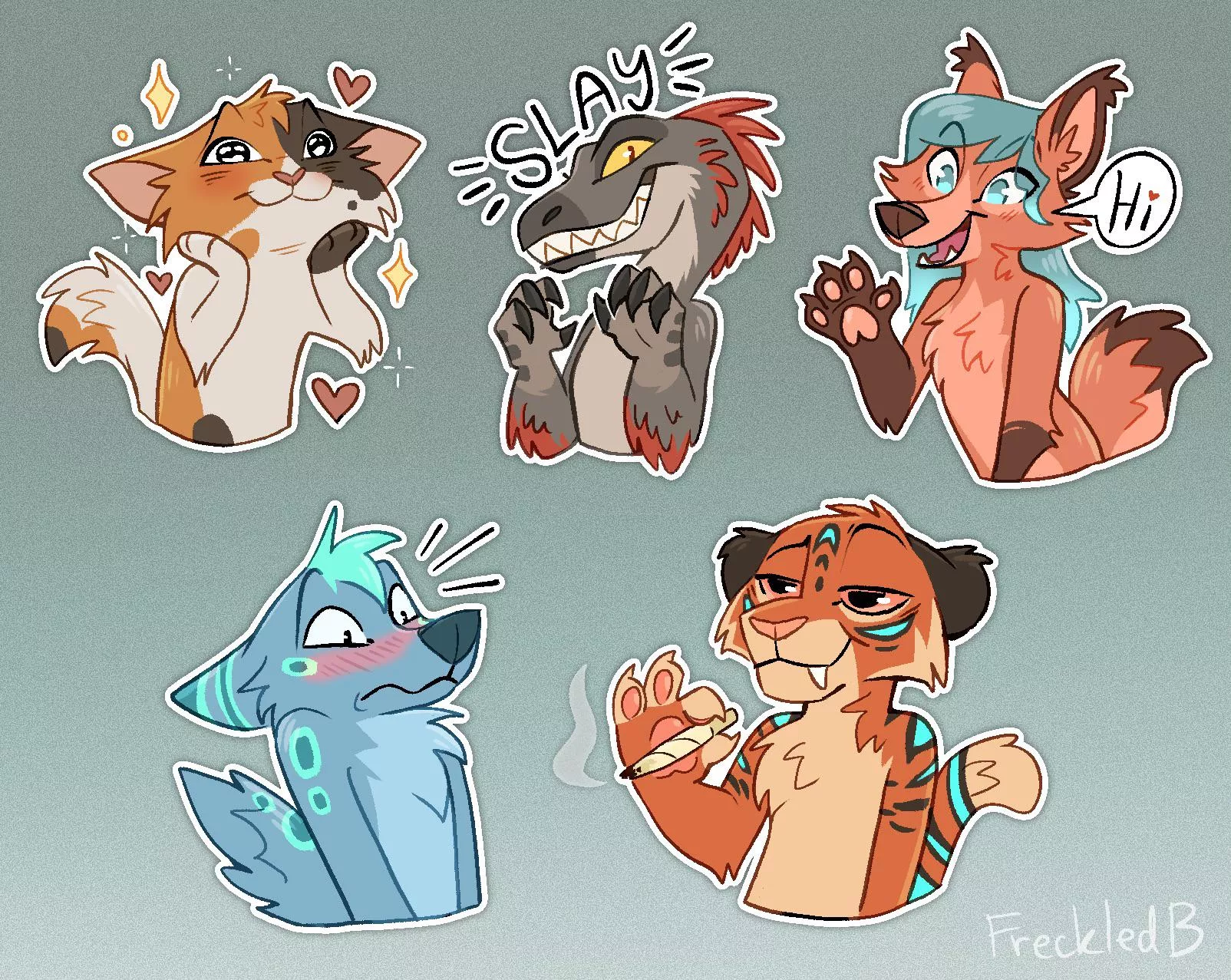 New Toony stickers open (Art by me) posted by freckledb_art