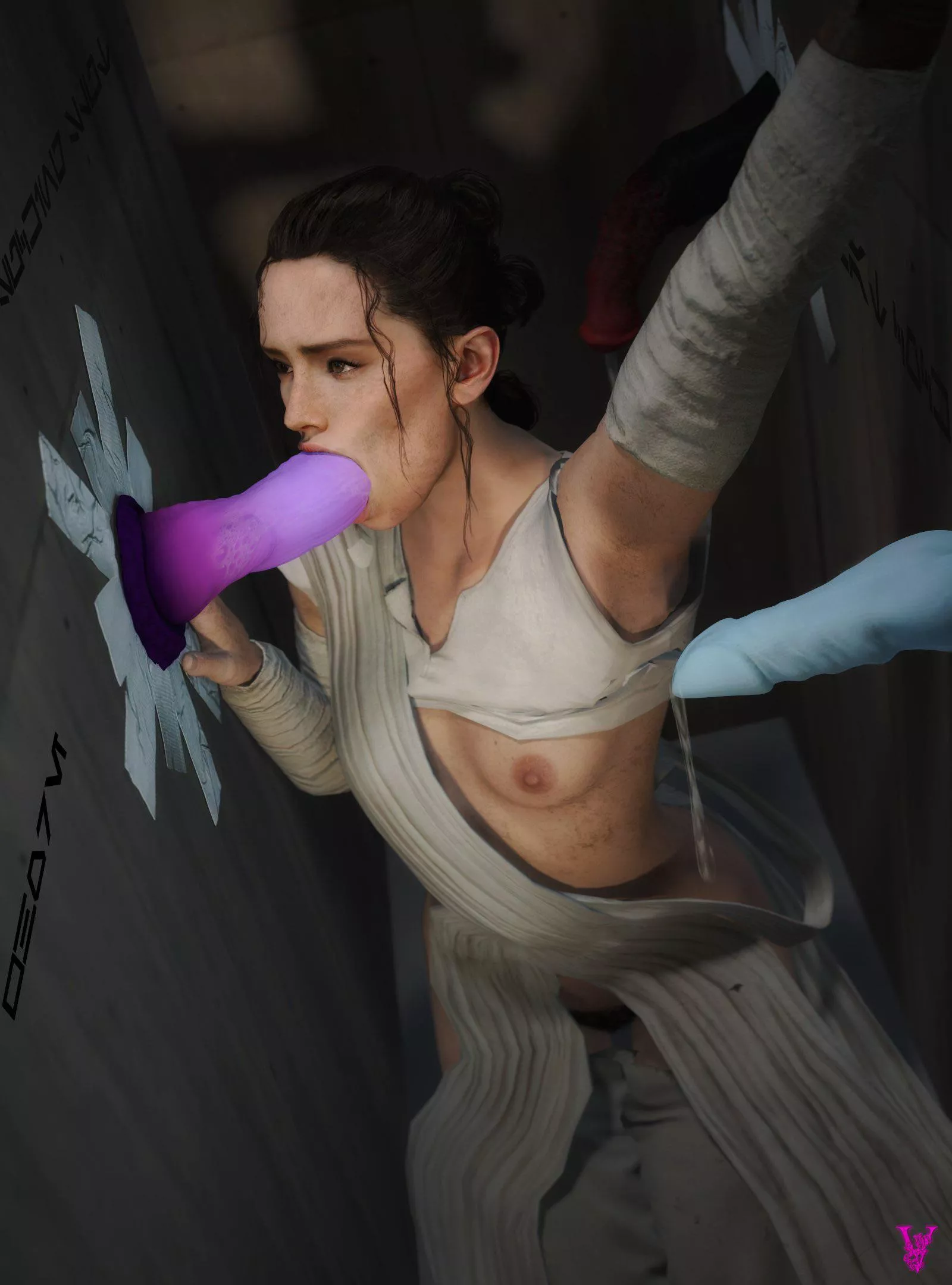 Rey insists she’s working the gloryhole for portions…again (violetta) posted by Braindumbgoon