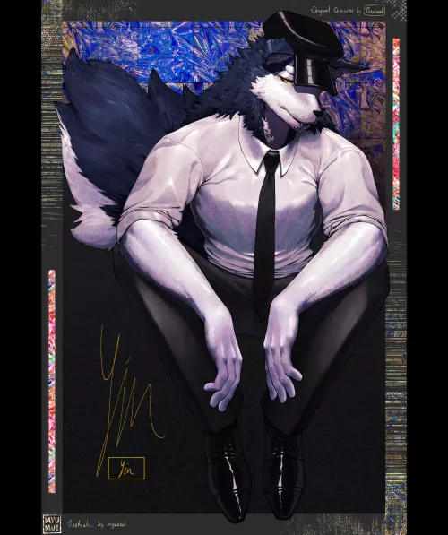 Never drawn furry art before, then I met a chill furry friend. So I drew a fanart of their OC! by myumui