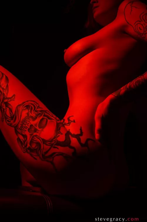 Rose in red light by SteveGracyPhoto