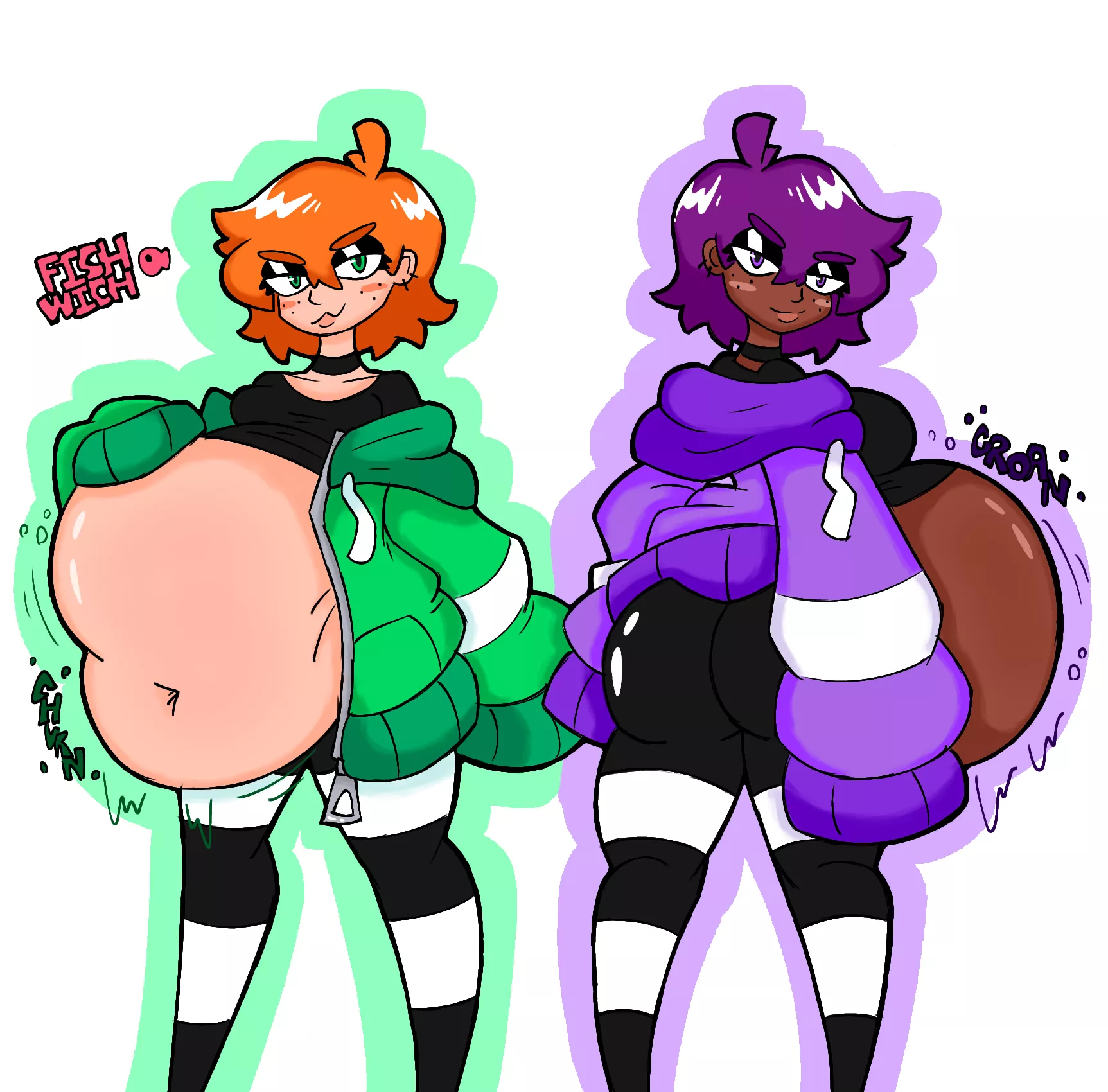 {image} gamr (soft vore, same size, multiple preds, female pred, digestion, willing) (art by me) posted by FishWich_