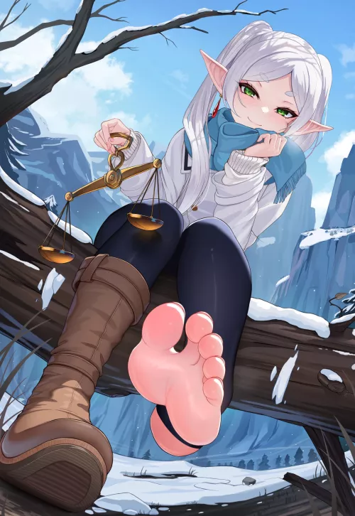 Frieren taking off her Boot by CheetahSperm18