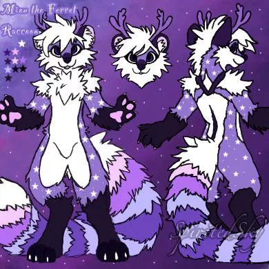 Meet my truesona! Mizu, the Ferret Raccoon with antlers! posted by SpiritedSkyy