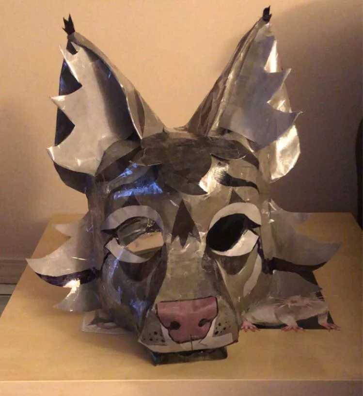 all finished with my first paper fursuit! (minus the eyes, waiting for the mesh to come in) posted by Celestial-Bread333
