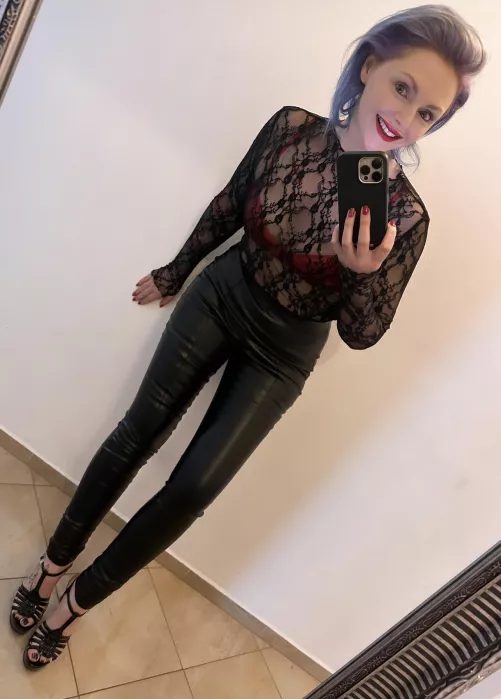 Leather trousers for tonight’s dinner by theinkedsiren1