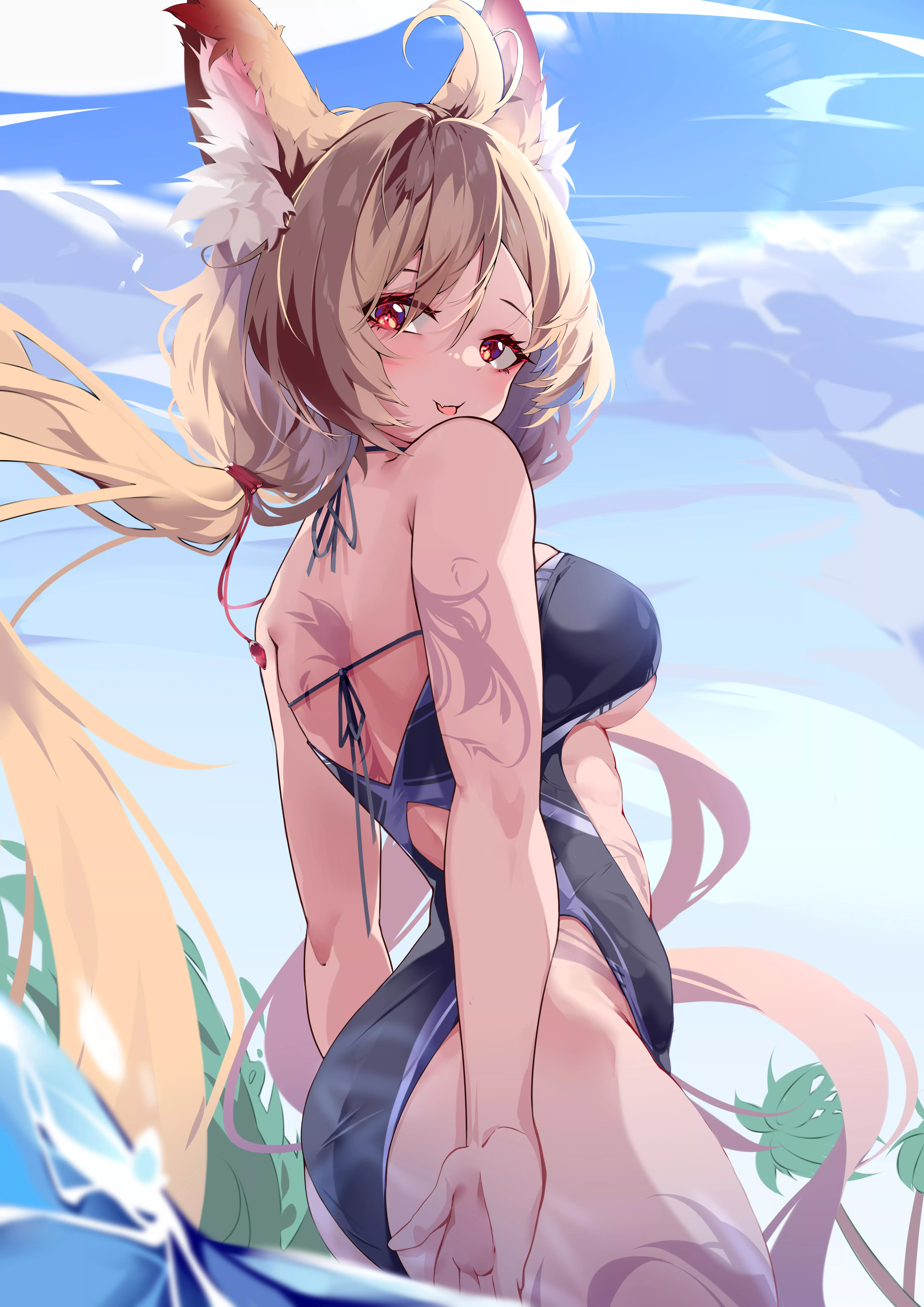 looking-back foxy beauty [original] posted by Zewen_Senpai