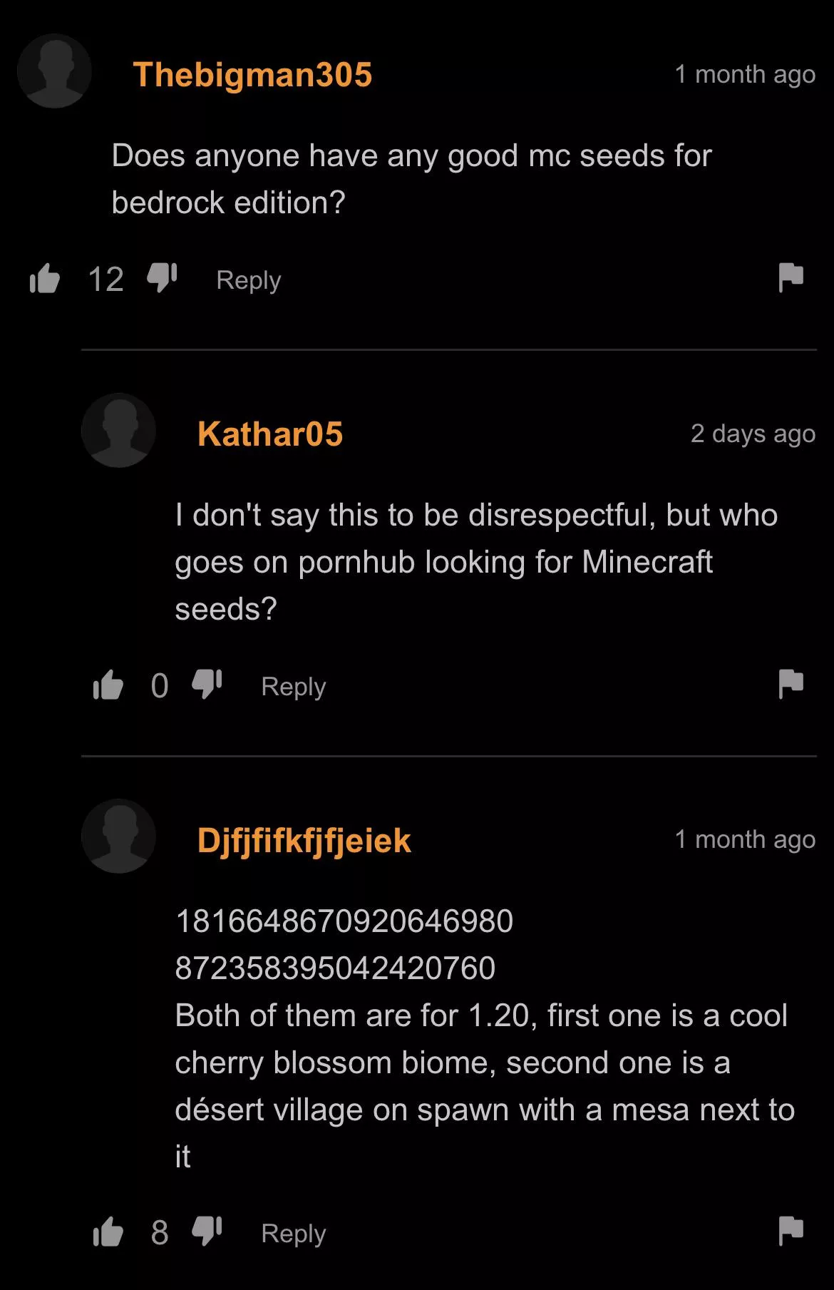 Minecraft Seeds posted by unknownfact30