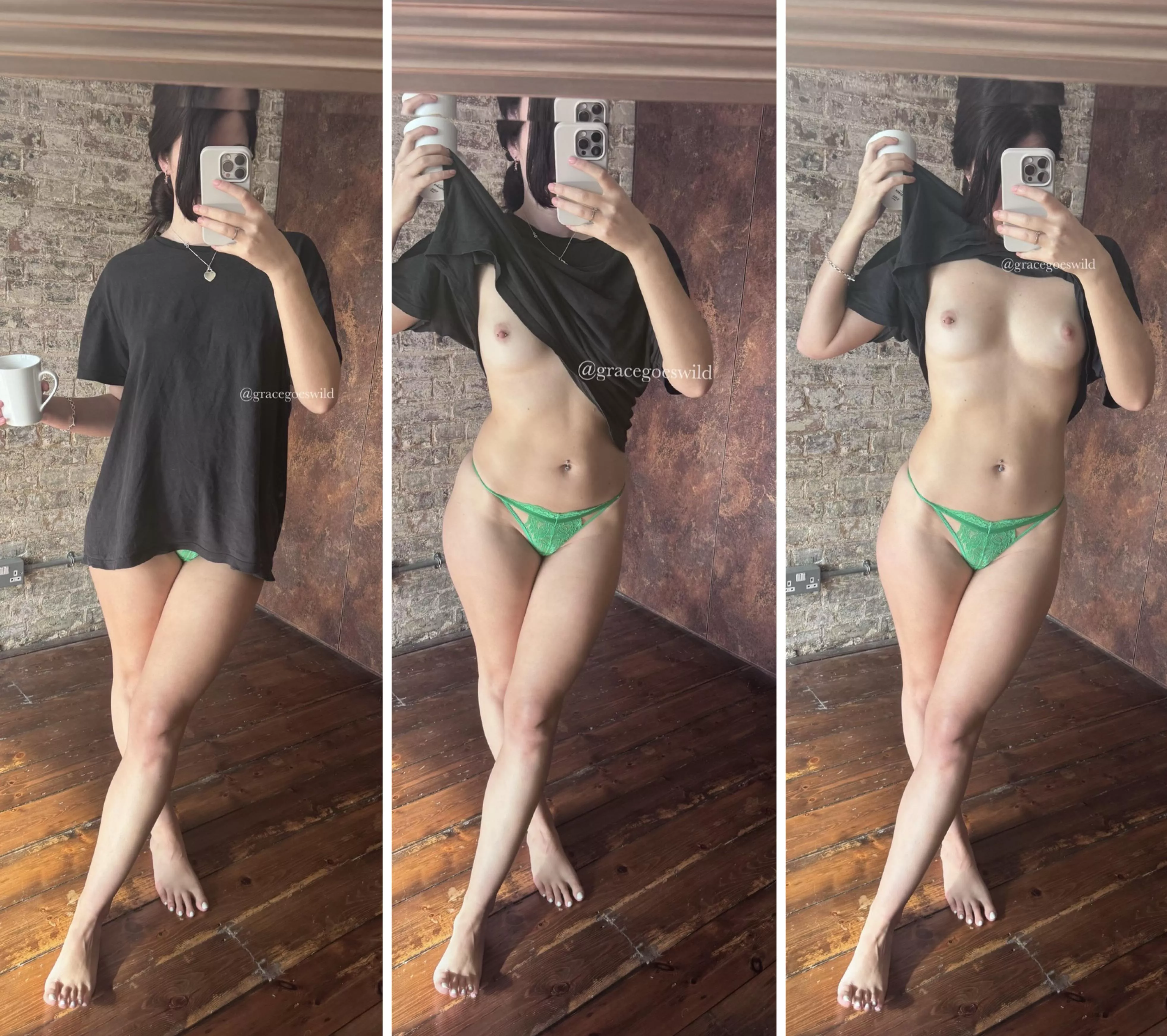 Someone asks what I wear to bed so here’s an on/off.. posted by Gracegoeswild