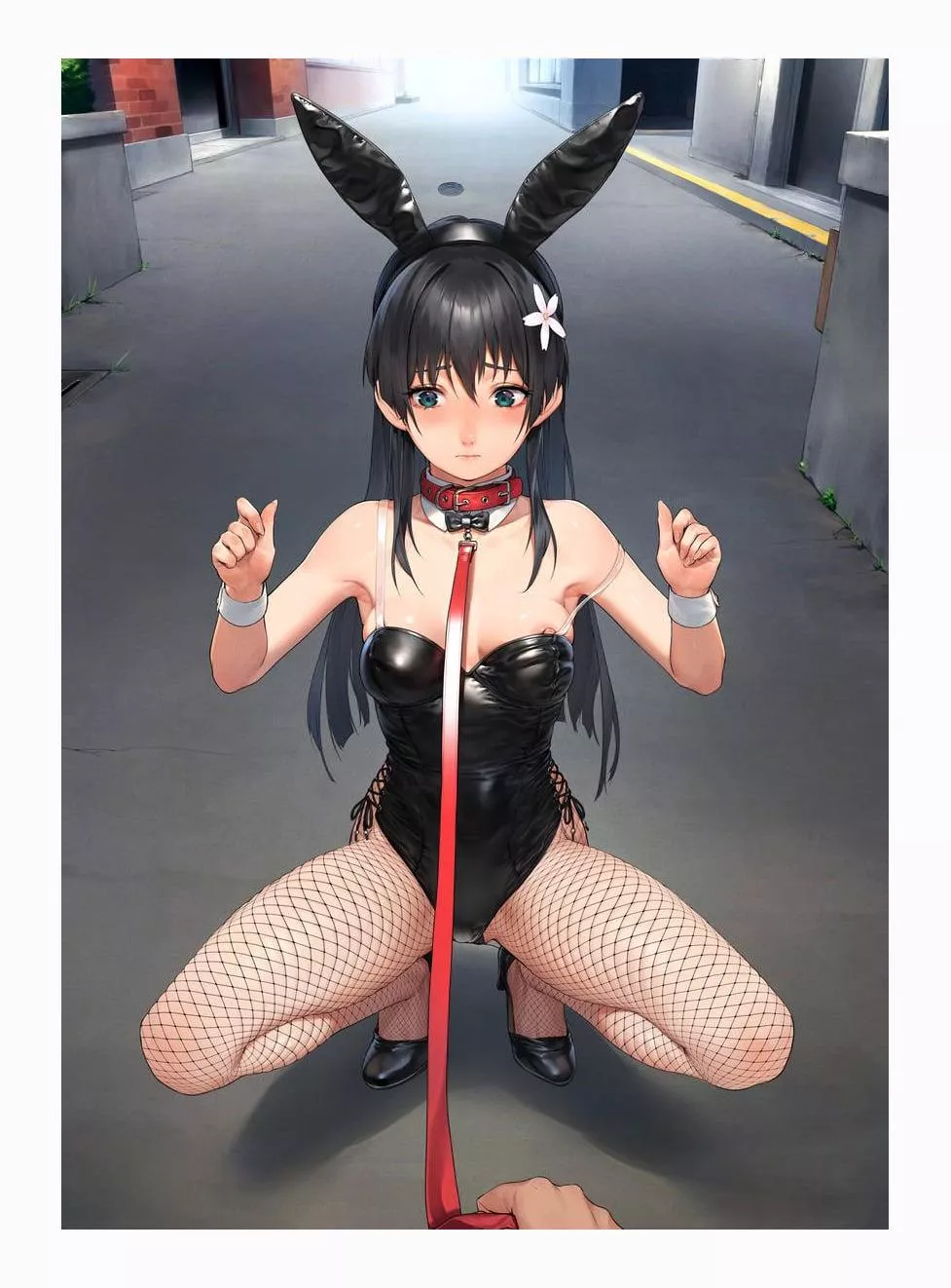 Bunny girl taken for a walk but allowed to sit down to fix her outfit by びーん / Beeeeen posted by Kennedy-Doyle07