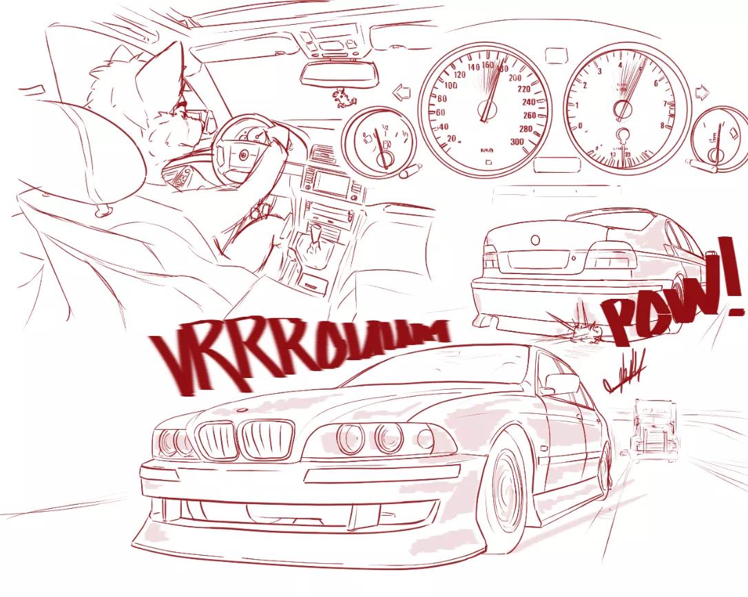 driving in my bmw (sketch) art by me posted by Loud-Essay8901