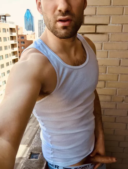 Pants down on the balcony! by Hercules_and_love