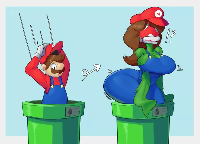 Piranha Pipes [Italian male plumber to female anthro piranha plant] (@DreamerKnights) by Able_Health744