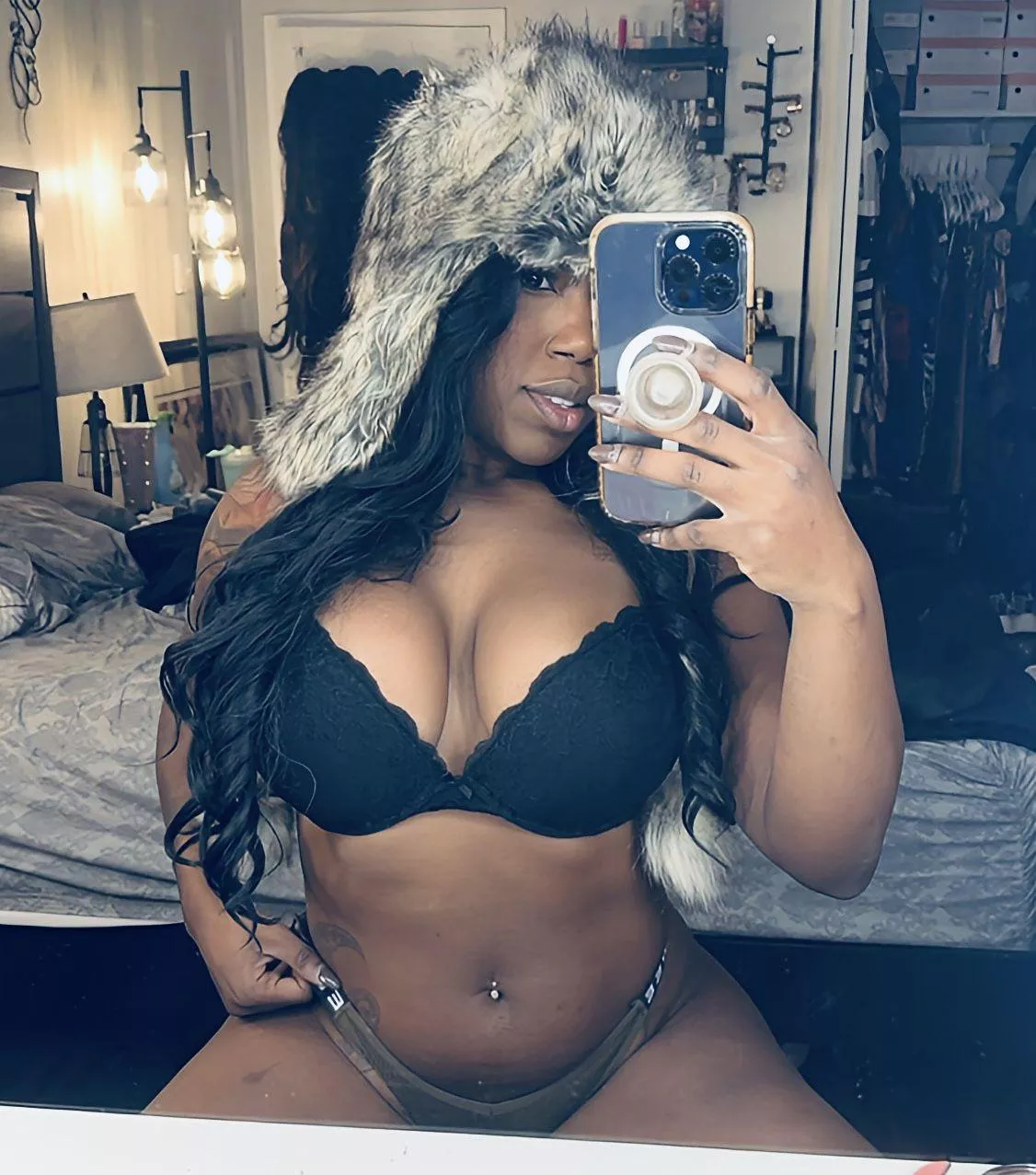 Black lingerie on top, barely anything on bottom posted by foxybalboa23