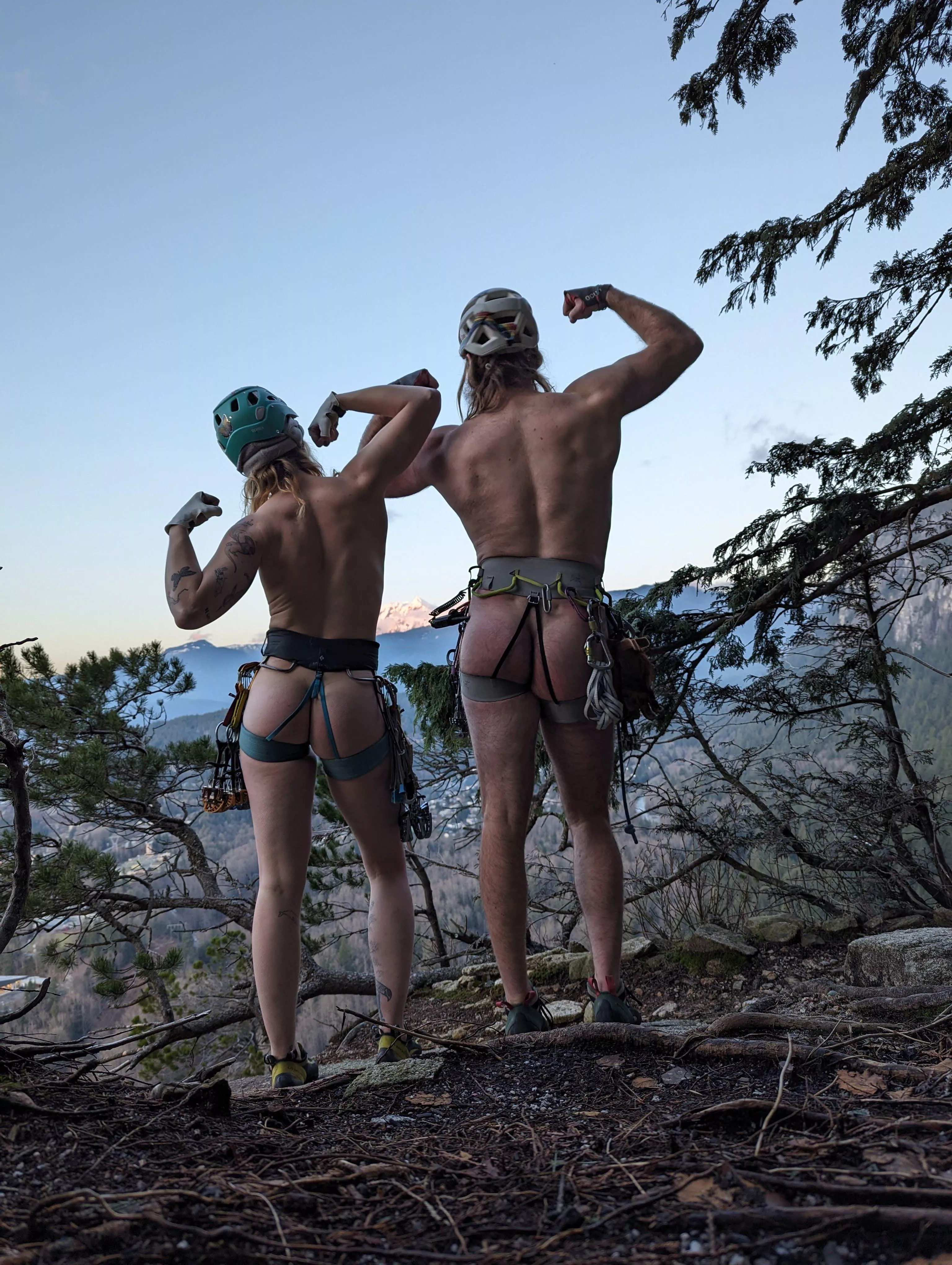 Completely naked at the end of our multi pitch climb with u/microman715  posted by spicyforestnymph