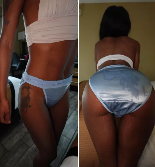 LIL BIT of nutt on my blue pantied butt by EbonyPantyPrincess