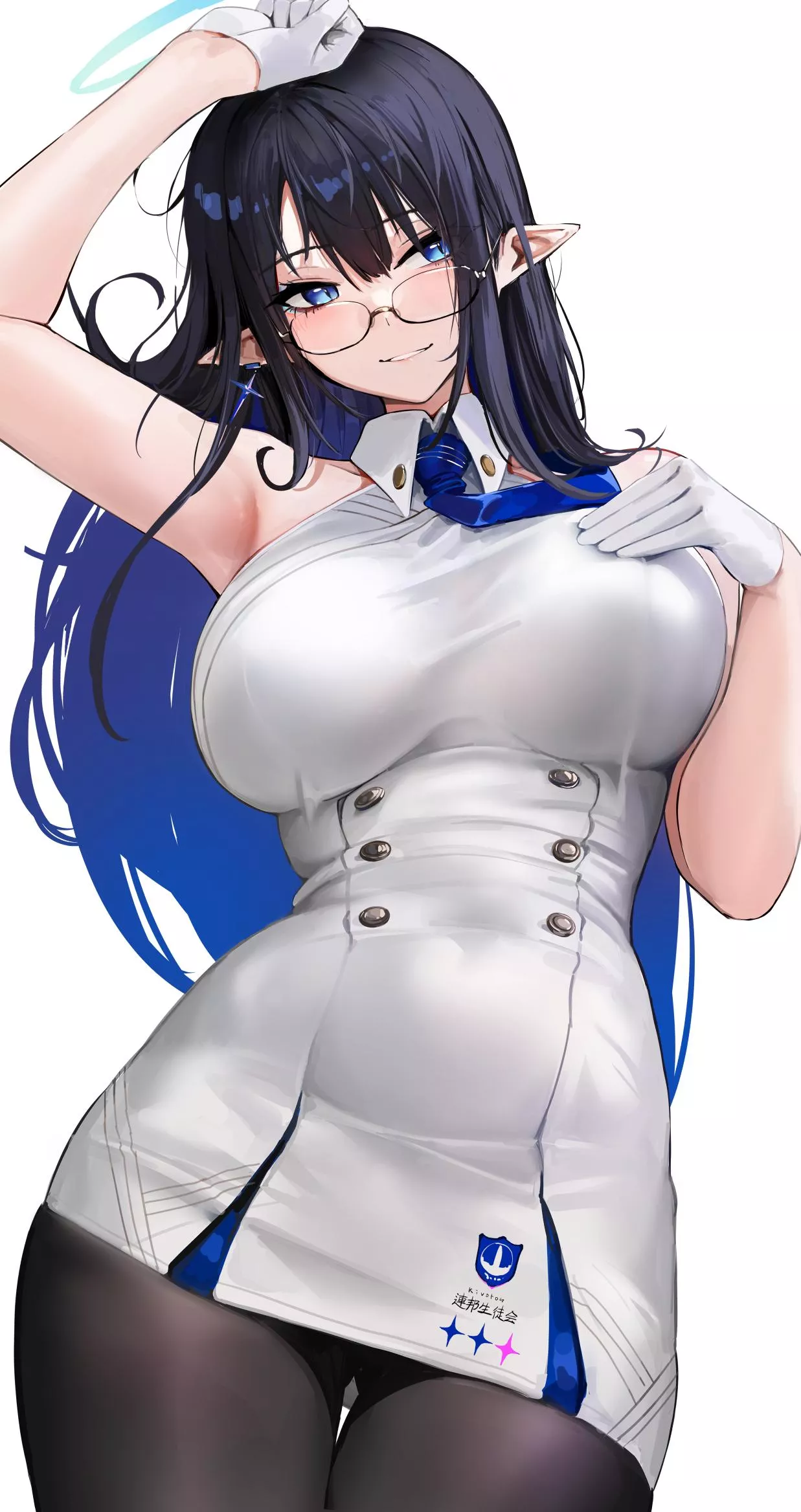 Nanakami Rin hand on chest [Blue Archive] posted by Zewen_Senpai