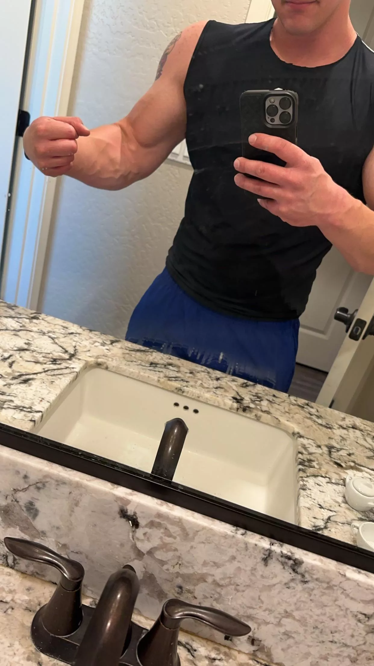 Veins popping on chest day posted by Not-Michael-Scott