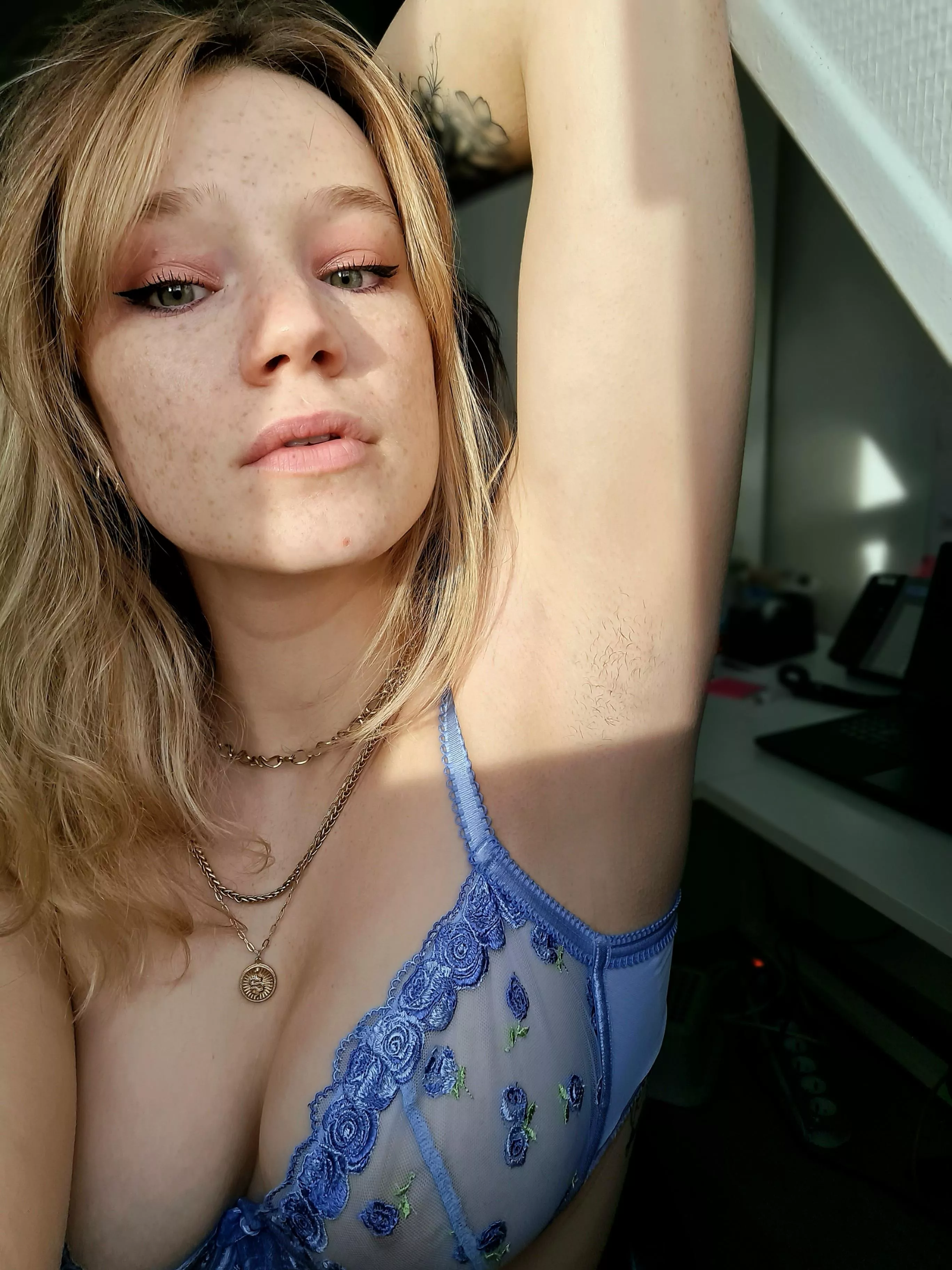 Freckles on my face, baby hair under my arm posted by CapriciousKitty