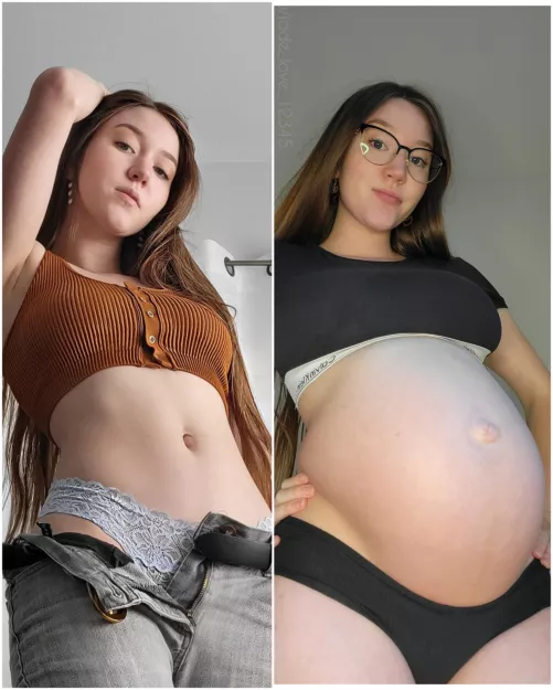 Pre-pregnancy vs 9 months pregnant  by jade_love_12345