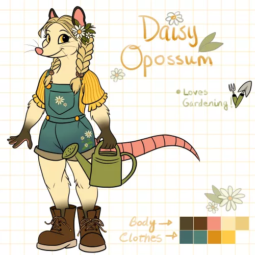 Daisy Opossum - Adoptable (Art & Design by Me!) by Glittering-Amount-68