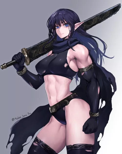 Elf Warrior (take_bou_zu) [OC] by Throwawheylmao