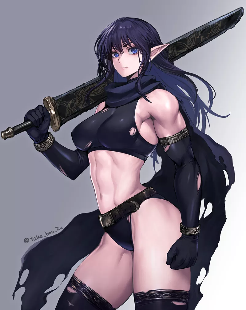 Elf Warrior (take_bou_zu) [OC] posted by Throwawheylmao