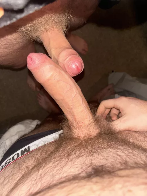 Rate my BF’s cock (he thinks it’s small, mine is 8” for comparison) by AndyRoo_98
