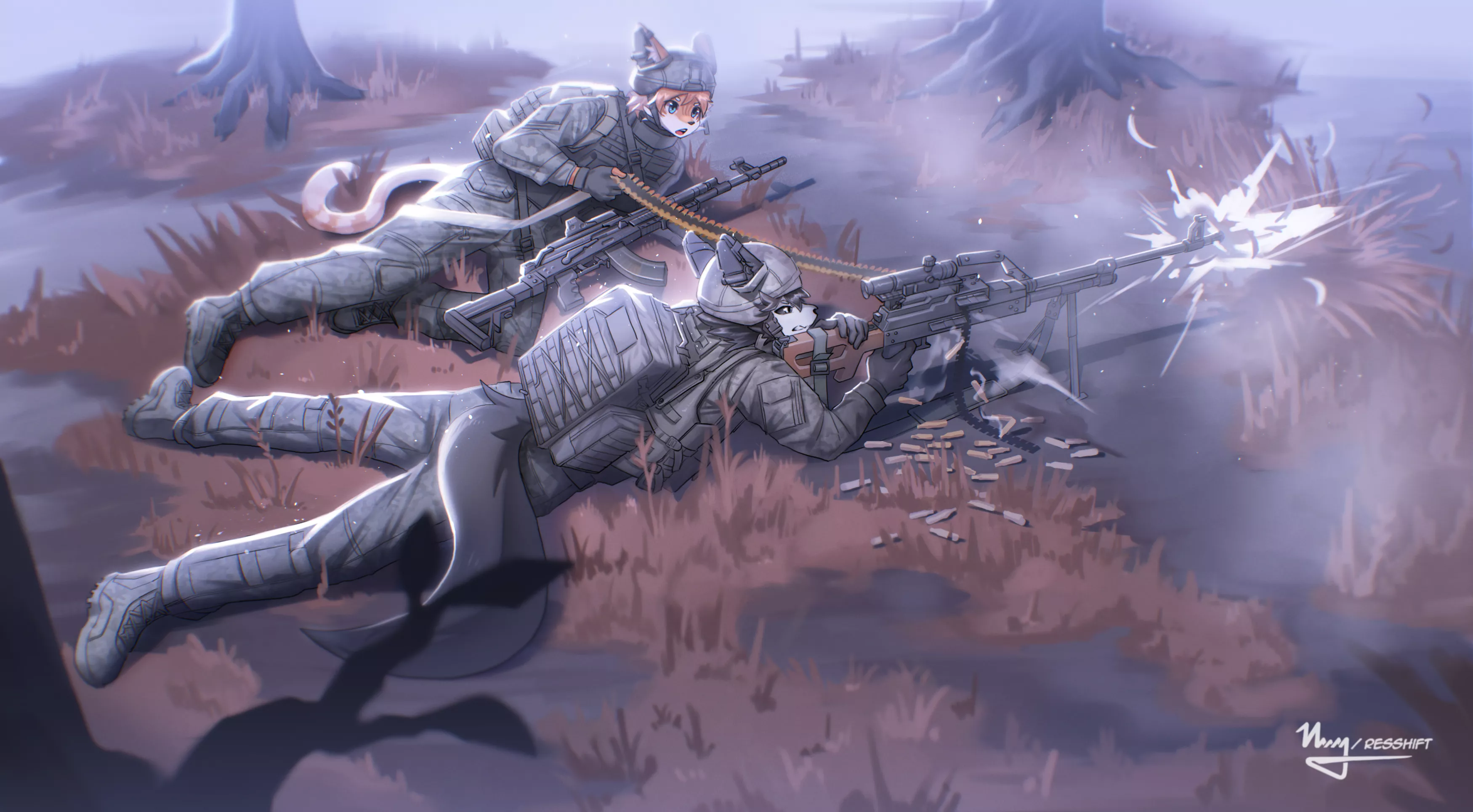 Two furs, one foggy forest posted by FHDell