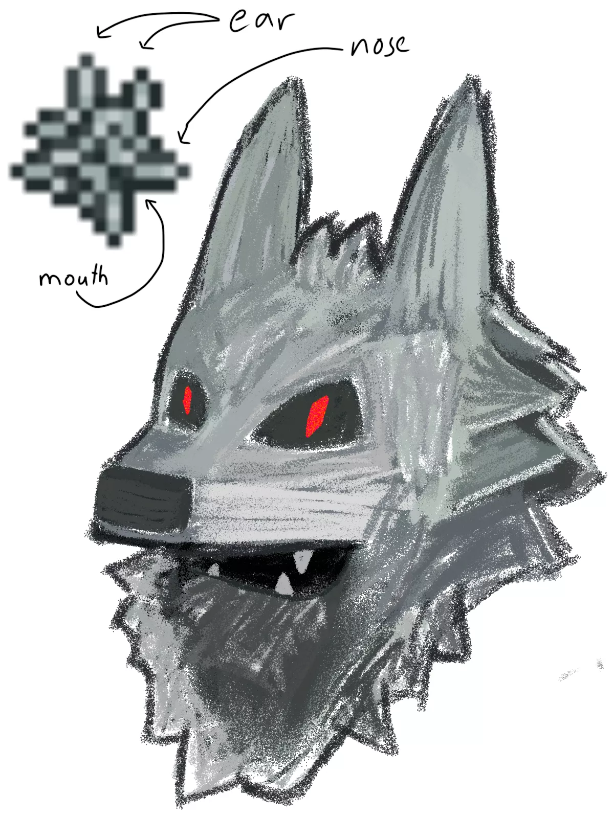 Is it me or does the cobweb item sprite from Terraria kind of looks like a furry for some reason? (messy rendition sketch by me) posted by JVFA5GCGWF