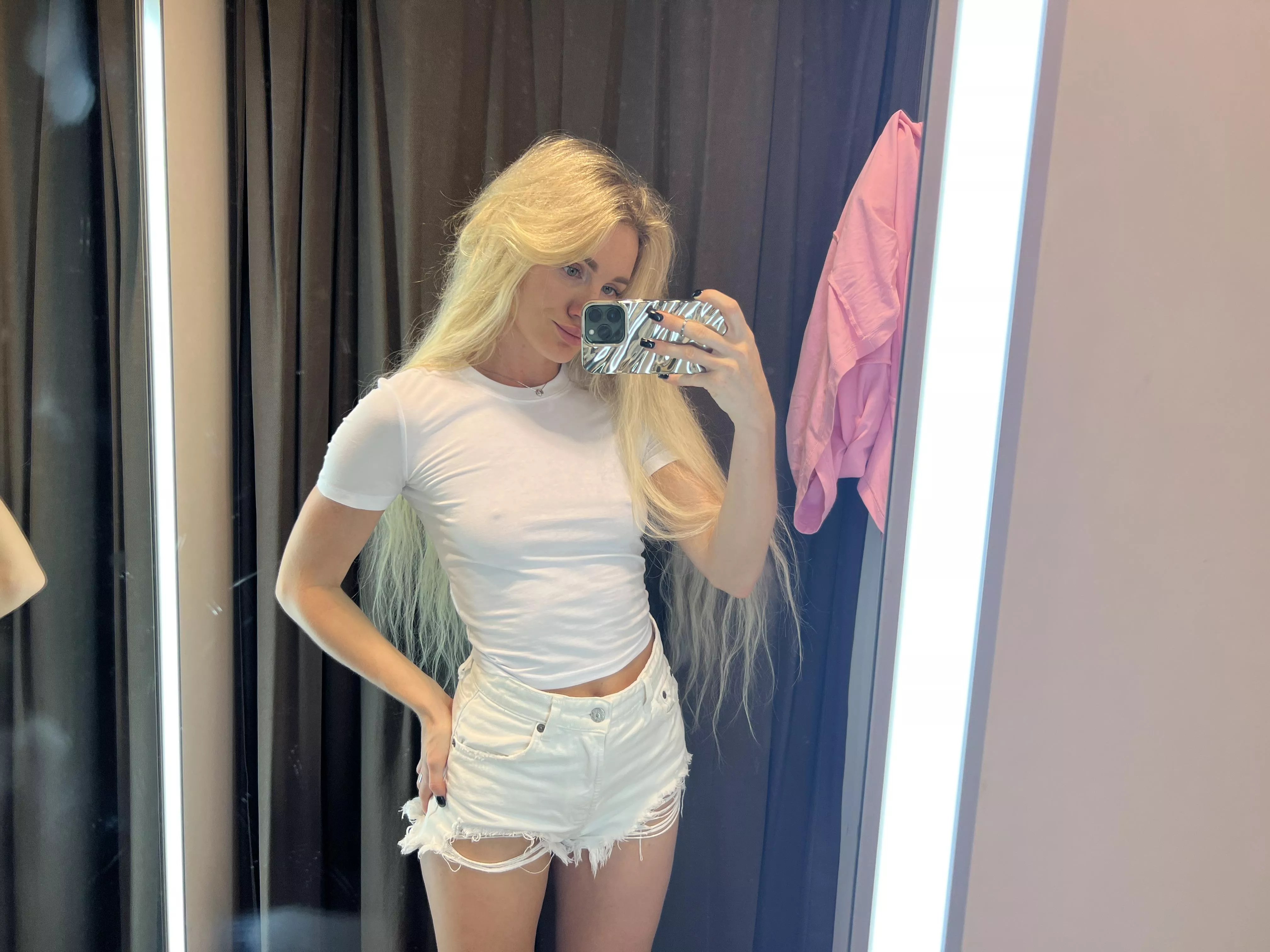 my naughty selfie from the changing room😈 posted by white__pony