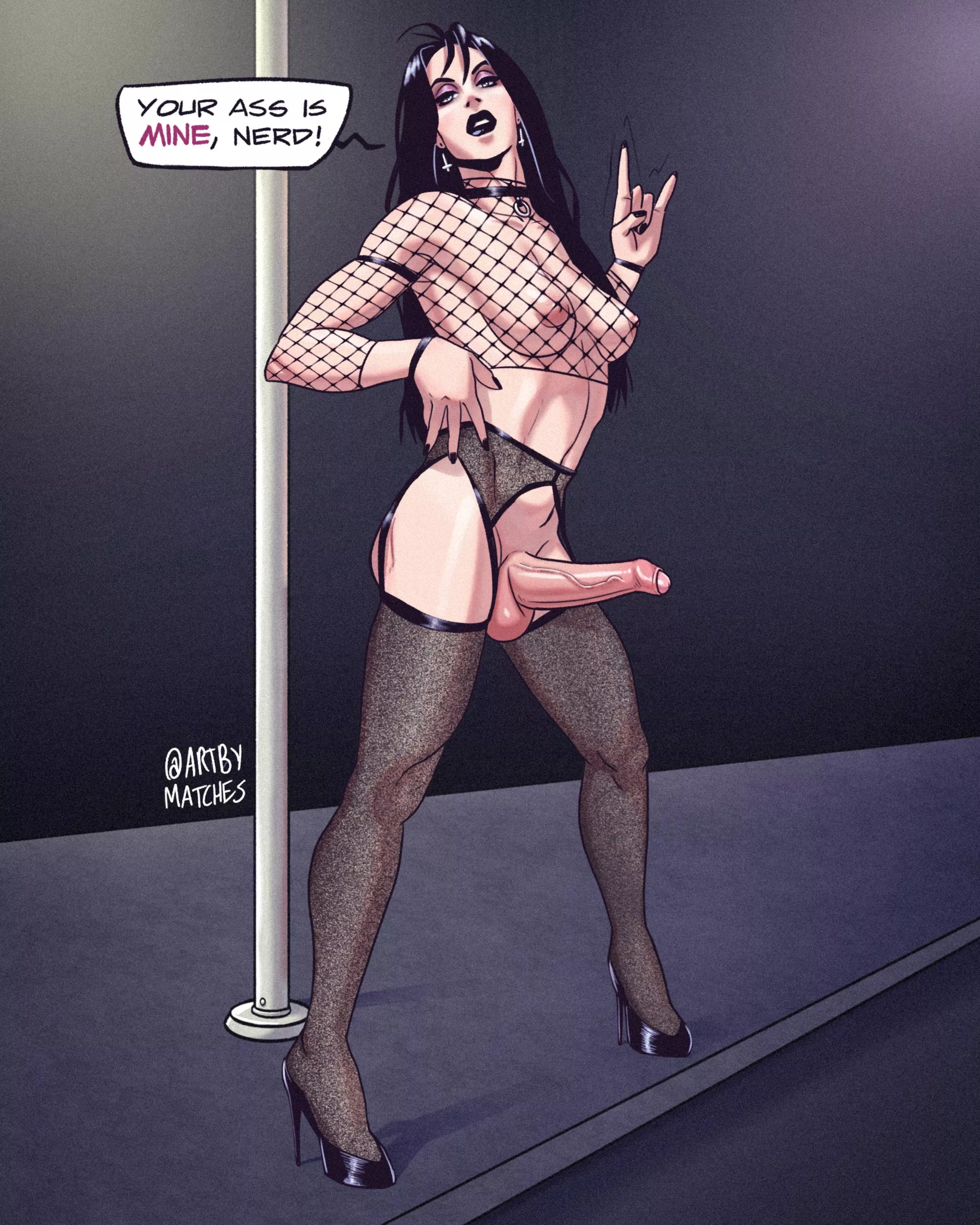 Goth rocker stripper [ArtByMatches] posted by RPGeewillikers