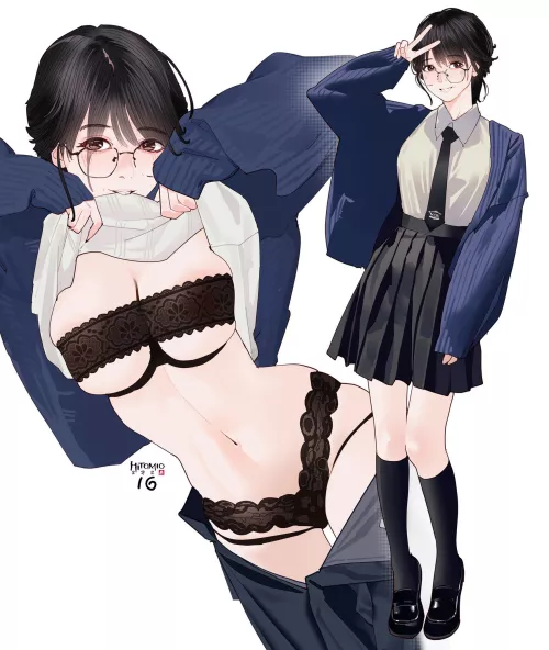 Innocent and Shy Student Wearing Lewd Lingerie Underneath  by Fluffy_Dick899