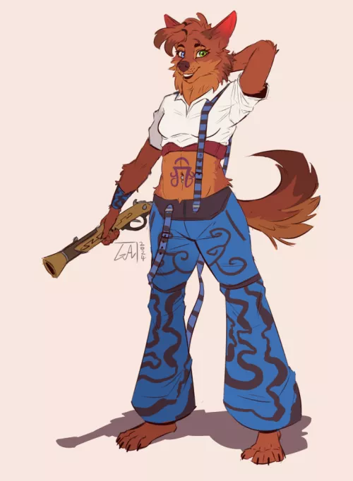 My new pirate doggo, she is a big pants enjoyer ✔ by Galinn-Arts