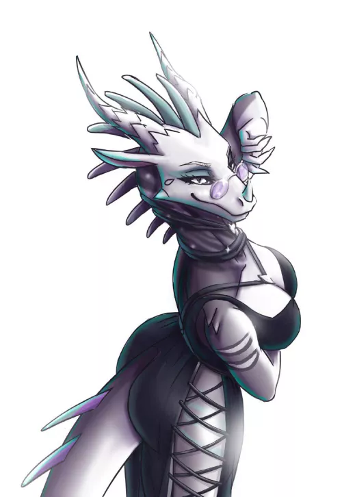 Dragon in black dress [F] (my art) by Purple-Way150