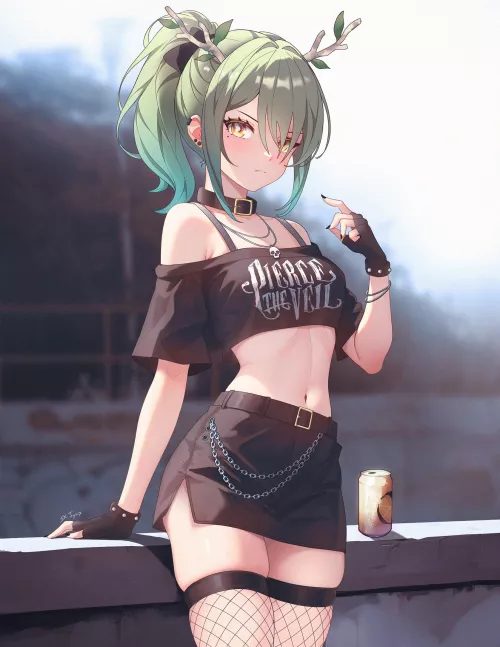 Goth Girl Fauna [Hololive] by CheetahSperm18