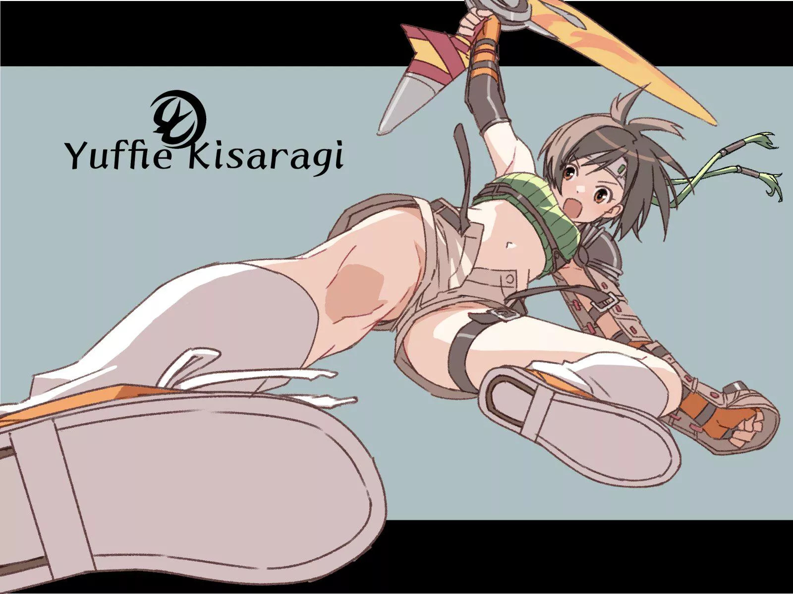 Yuffie Kisaragi kicking the bad guy posted by LafterMastr