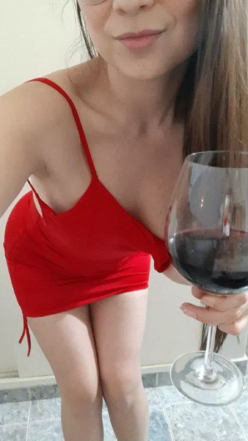 Is a good glass of wine and a red dress a good combination by CamileMua