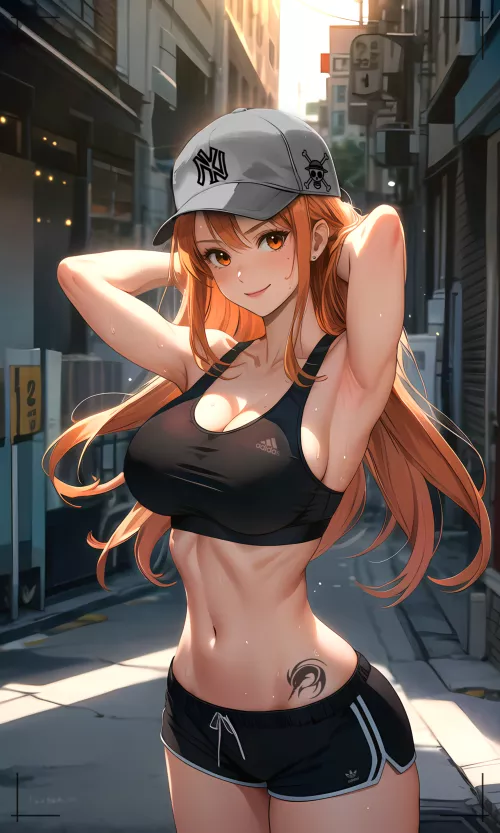 Nami is ready to exercise. by Fabyon765