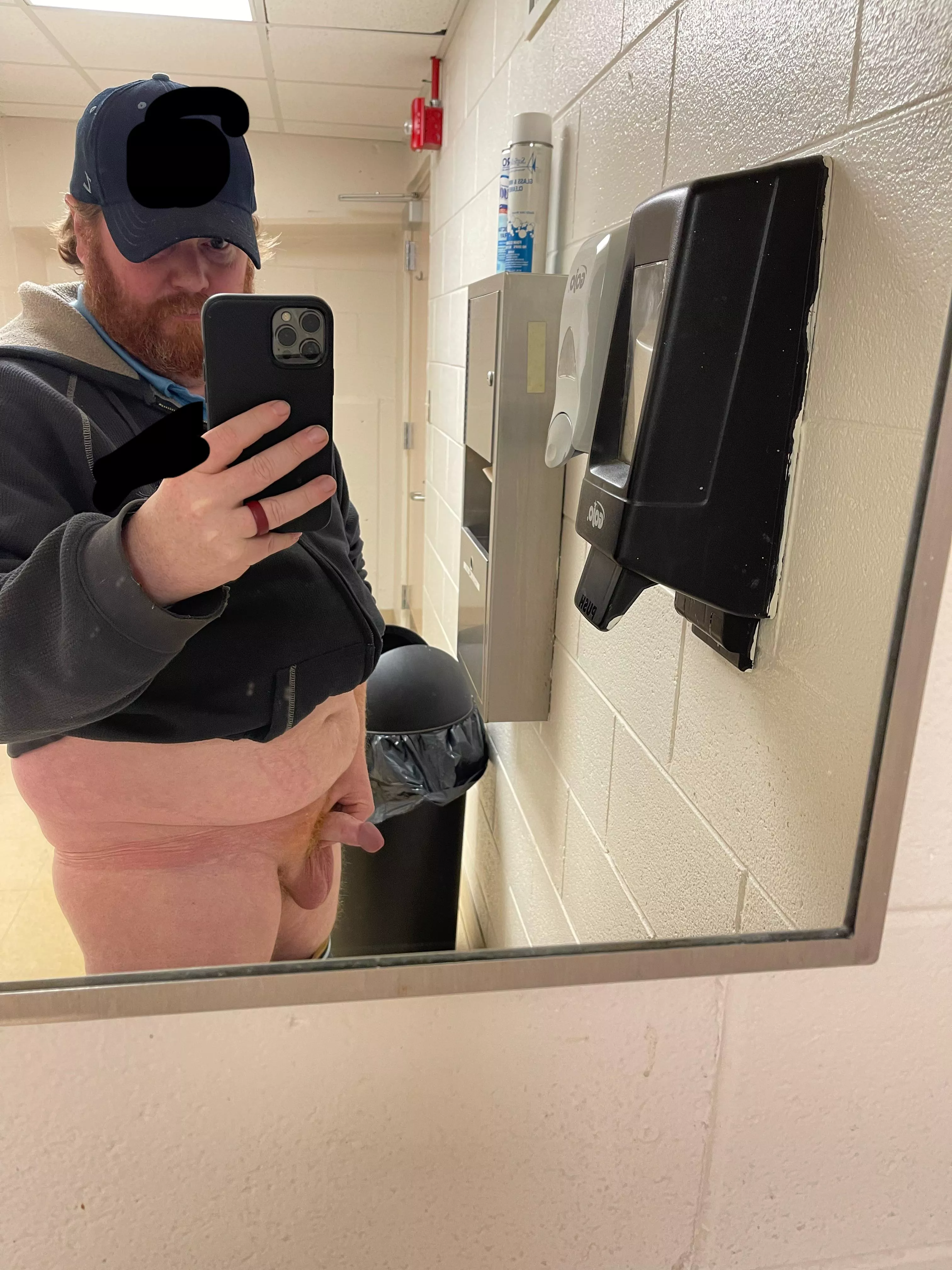 In the bathroom at work almost got caught. posted by Smalldickdaddy83