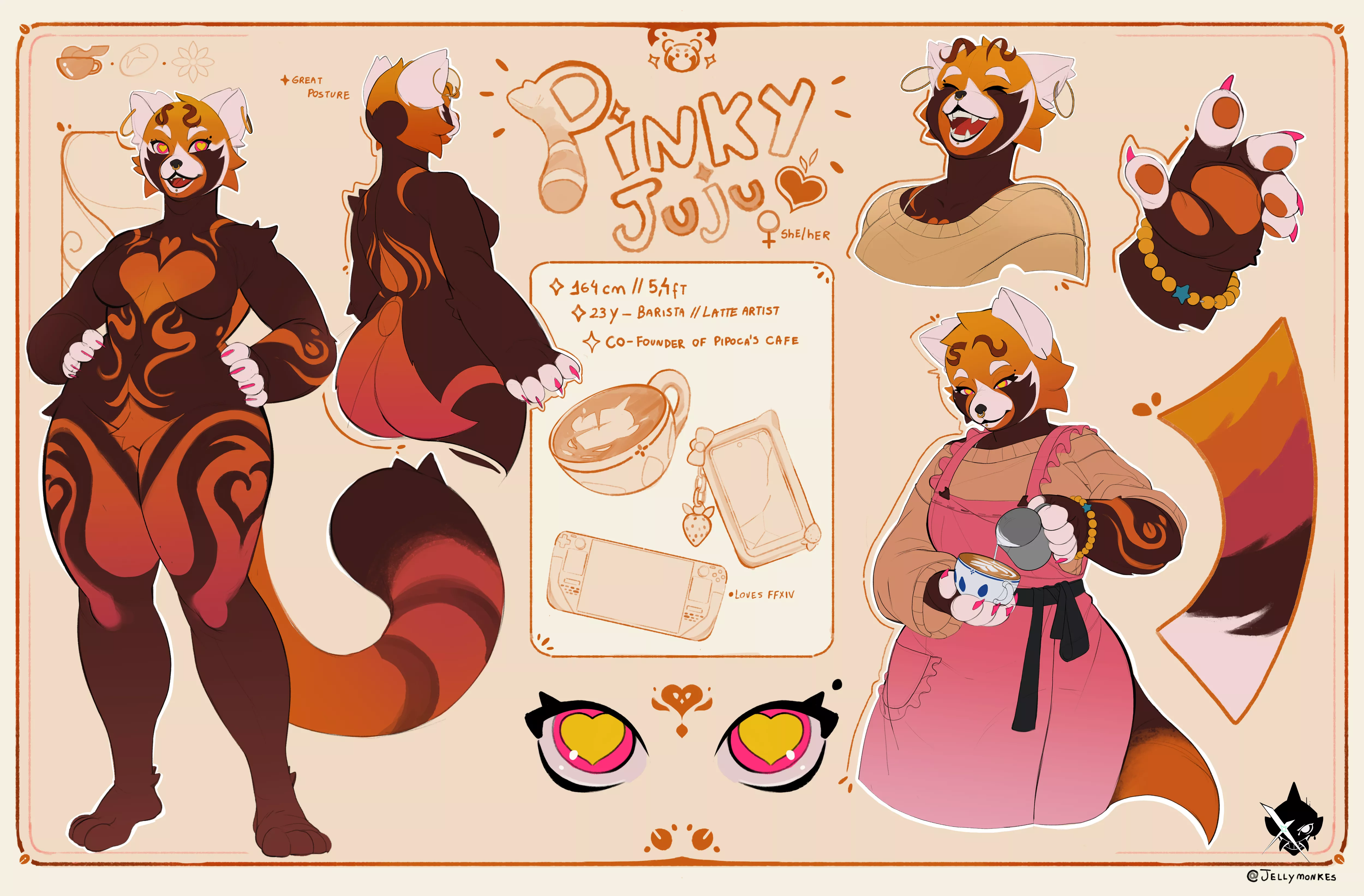 [OC] My first ref sheet!!! Pinky the red panda! posted by JellyMonke13