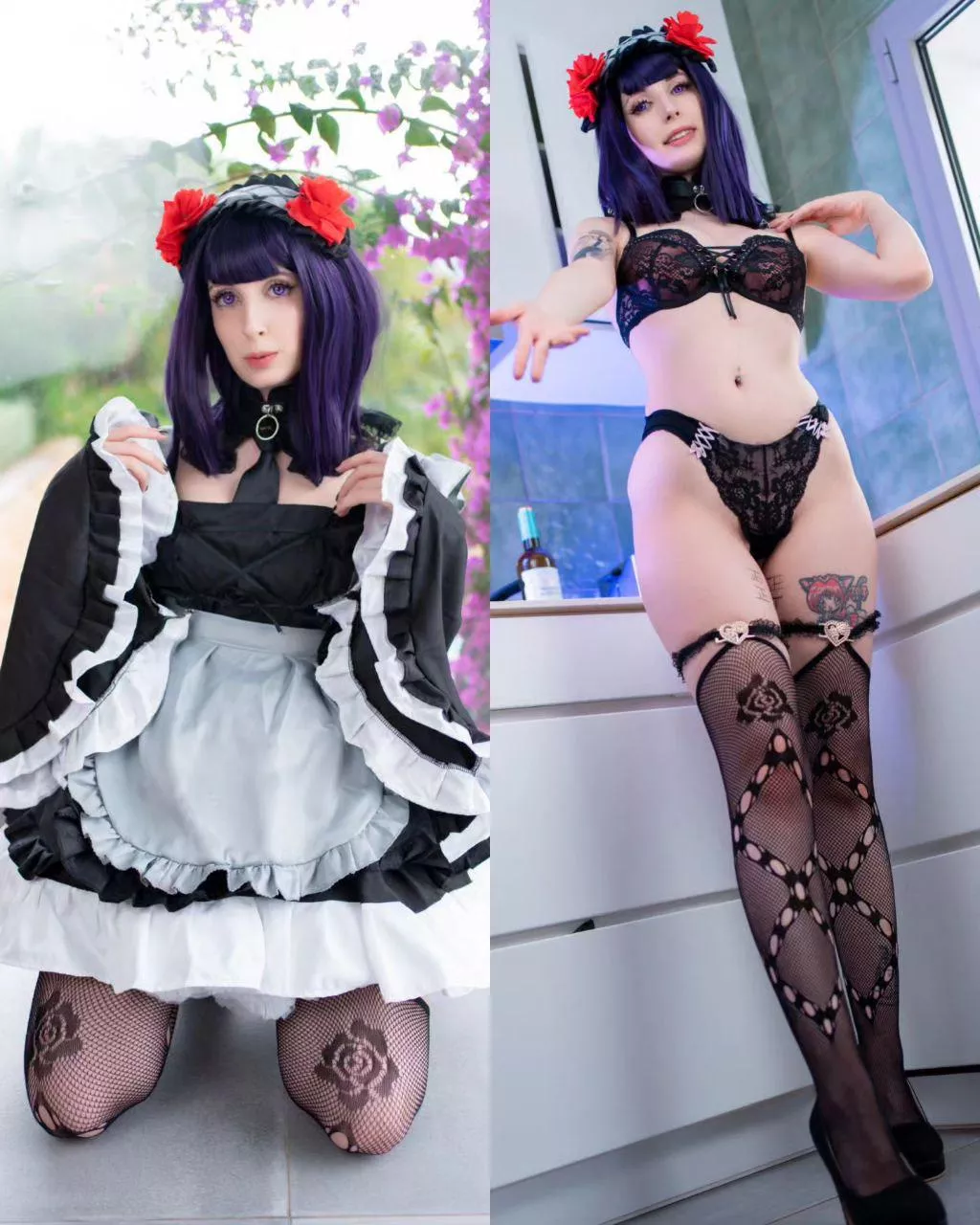 Shizuku Kuroe (Marin) cosplay on and off from My dress up darling - by Kerocchi posted by kerocchi