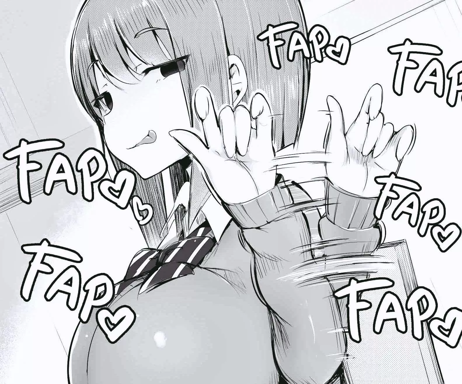 LF Mono Source: 1girl, school outfit, tongue out, handjob gesture, fap text noise posted by sisyphusbro