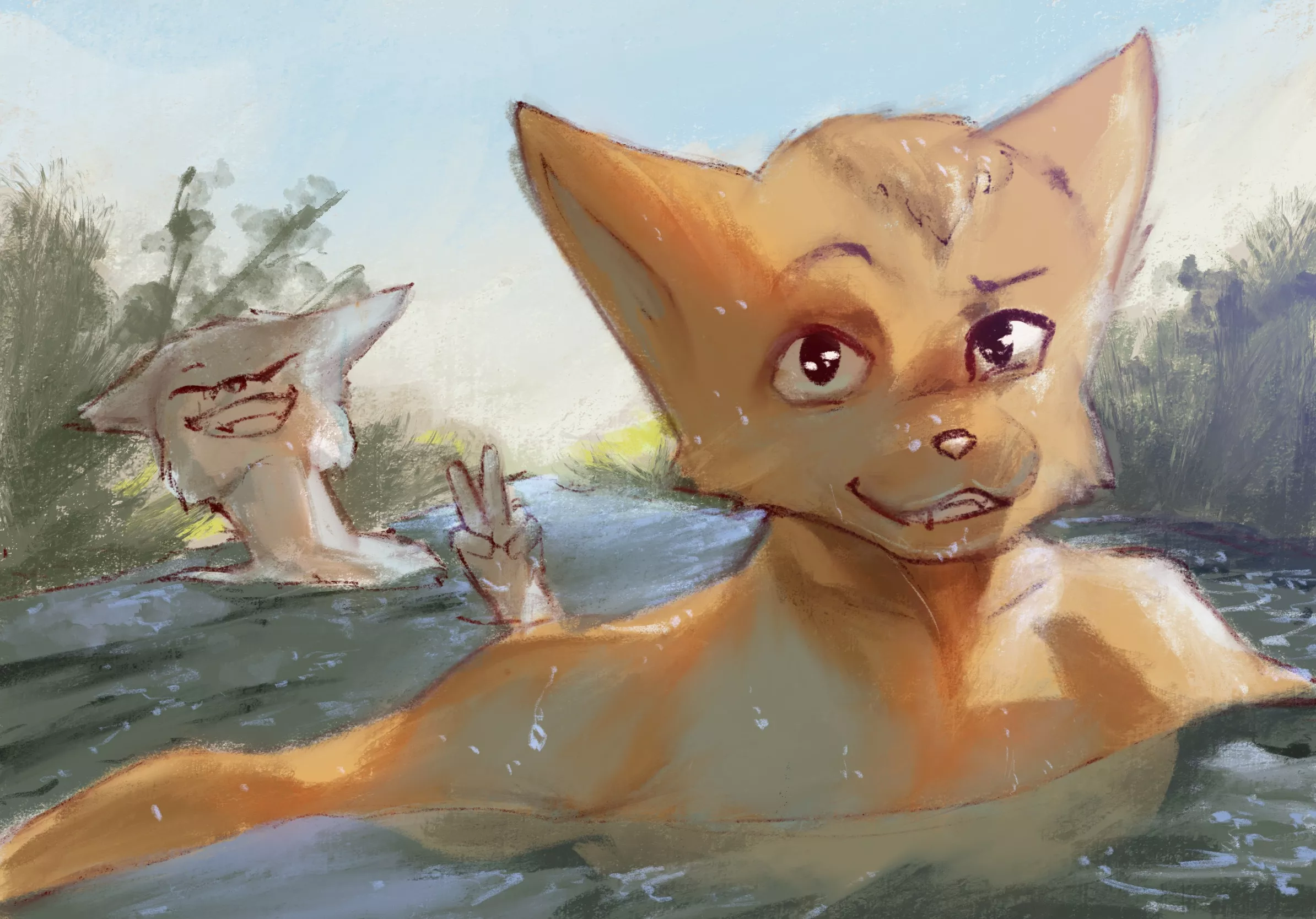 Playing Water! Color sketch practice (@Stampmats) comm:open posted by StampmatS