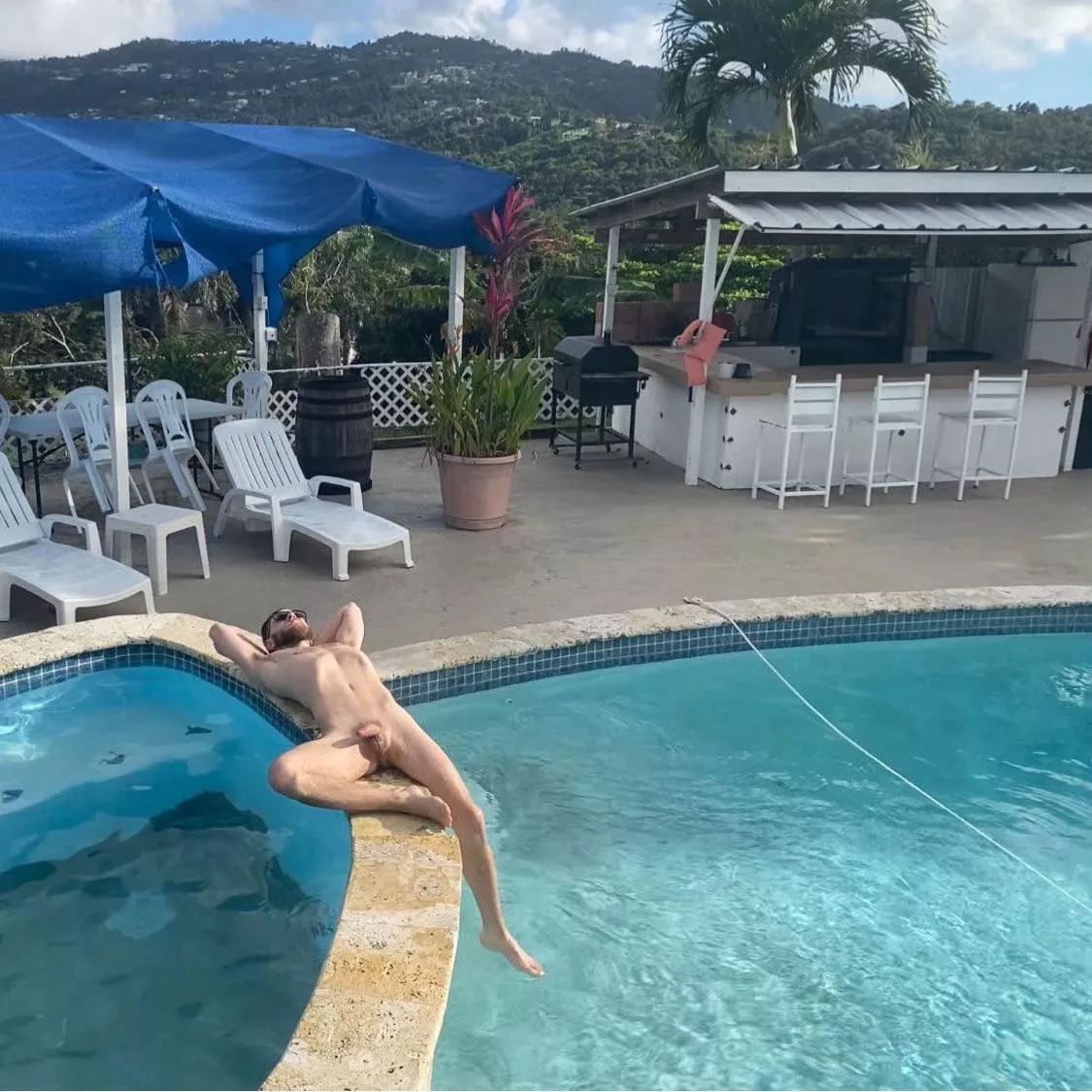 This is your greeting as you walk out to the pool. What is your next move? posted by naty_light