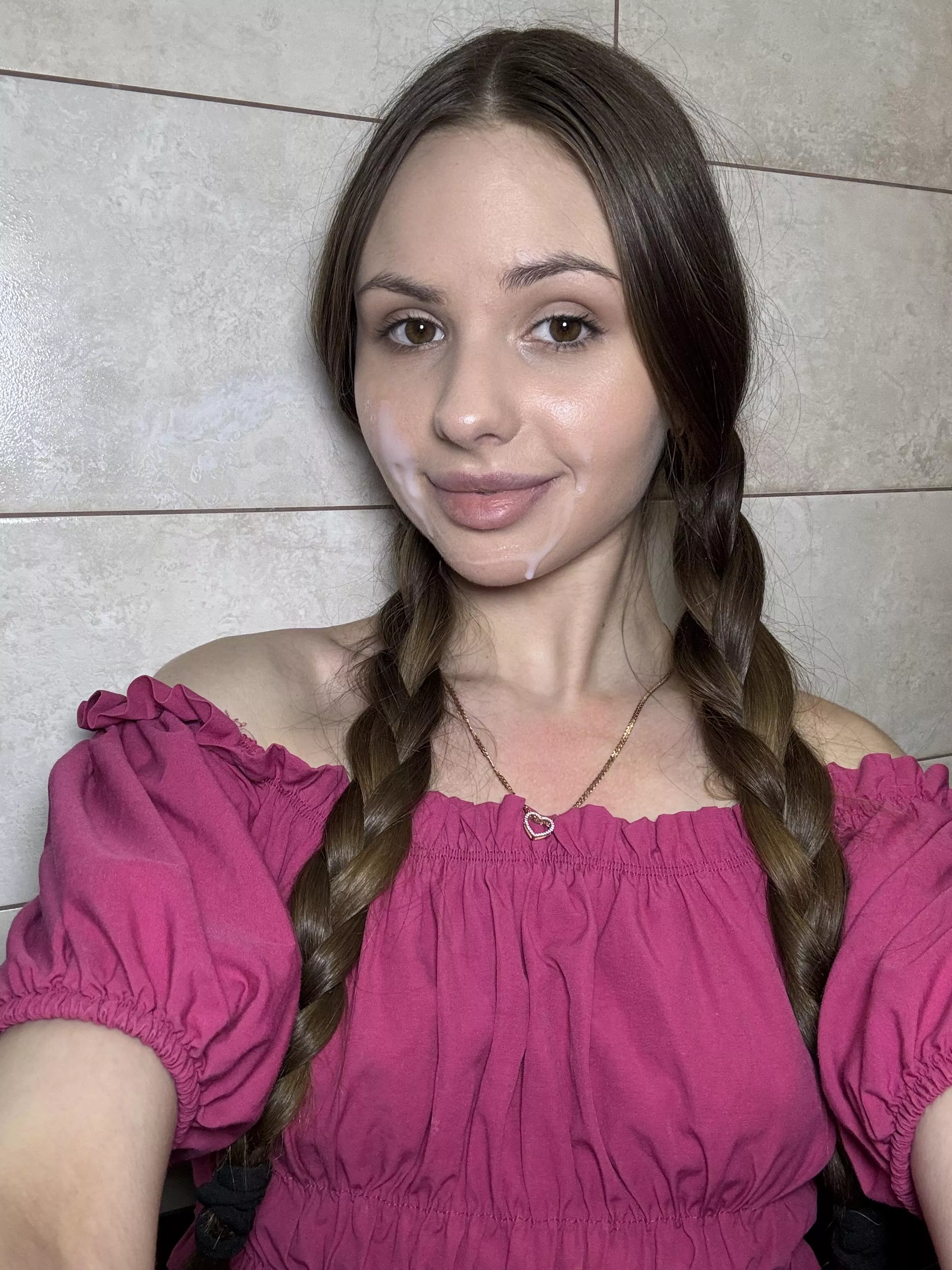 delicious cum on my bright pink blouse posted by Piocioj1